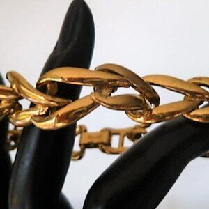 Signed Krementz Vintage 1950s Gold Fill Chain Link Tennis Bracelet